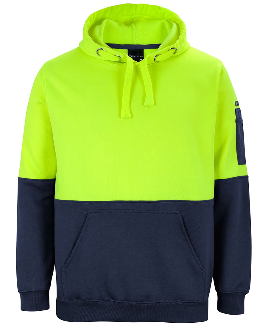 JB's Hi Vis Pull Over Hoodie - 6HVPH Image Lime/Navy