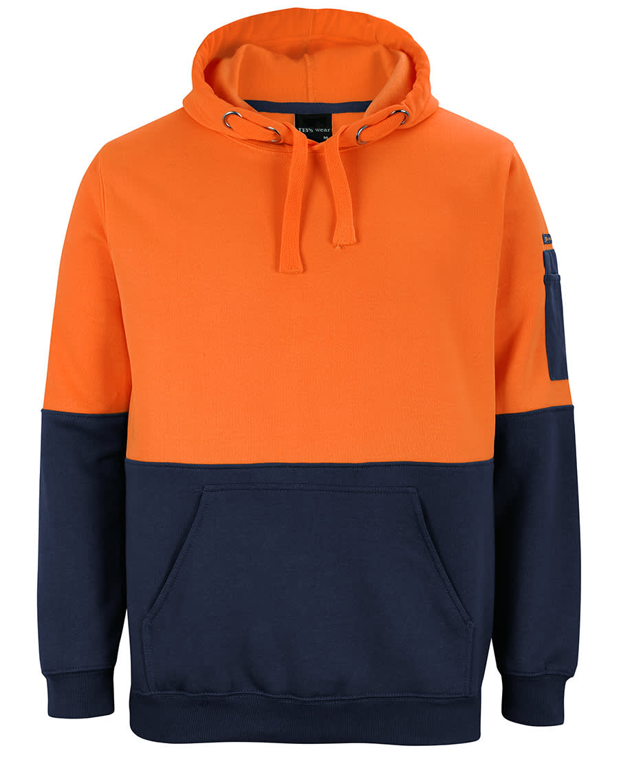 JB's Hi Vis Pull Over Hoodie - 6HVPH Image Orange/Navy