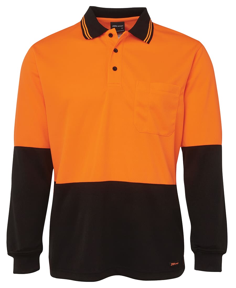JB's Hi Vis L/S Traditional Polo - 6HVPL Image Orange/Black