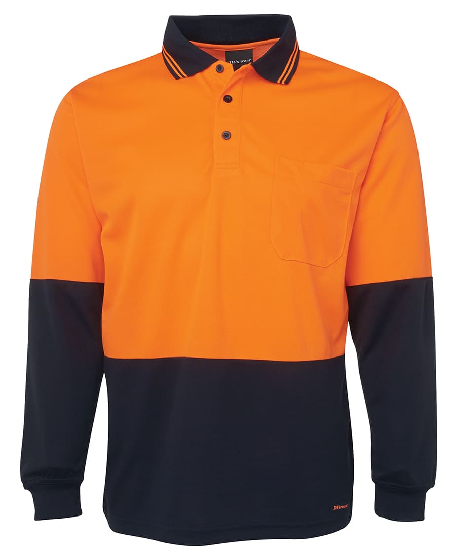 JB's Hi Vis L/S Traditional Polo - 6HVPL Image Orange/Navy