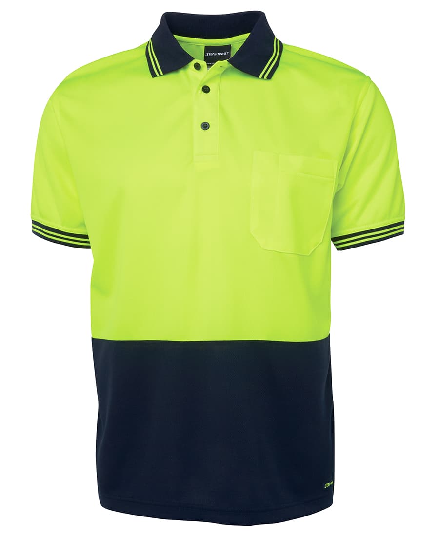 JB's Hi Vis S/S Traditional Polo - 6HVPS Image Lime/Navy