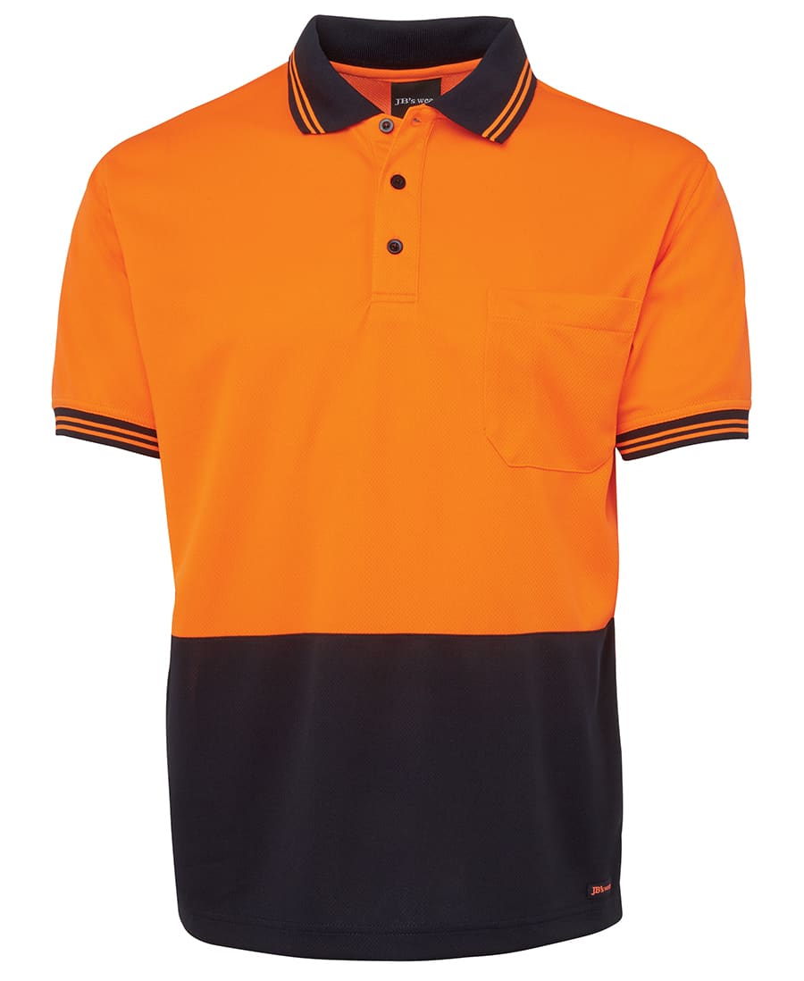 JB's Hi Vis S/S Traditional Polo - 6HVPS Image Orange/Navy