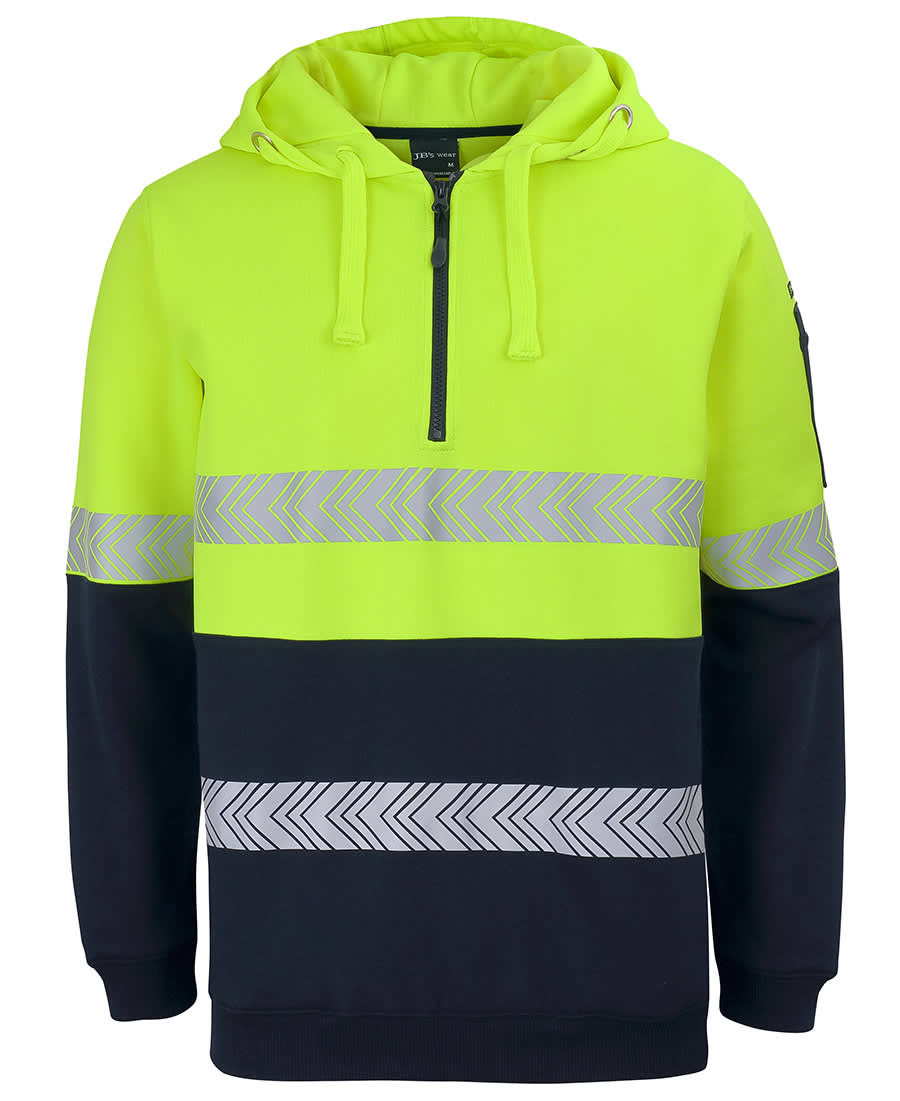JB's Hi Vis (D+N) 1/2 Zip Segmented Tape Hoodie - 6HZSH Image Lime/Navy