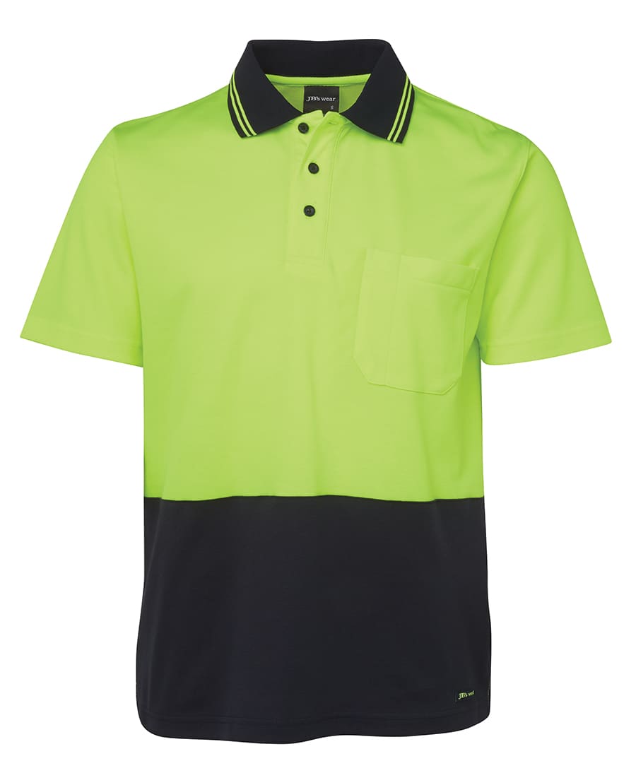 JB's Hi Vis Non Cuff S/S Cotton Back - 6NCCS Image Lime/Navy