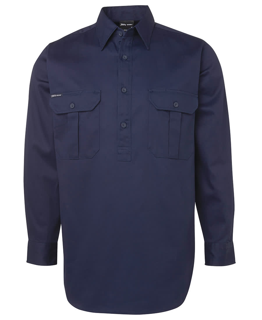 JB's Close Front L/S 190G Work Shirt - 6WSCF Image Navy