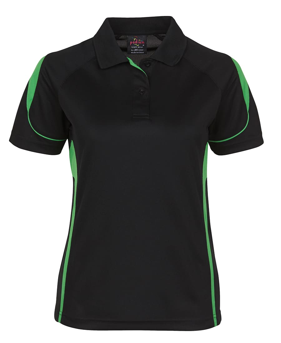 Podium Ladies Bell Polo - 7BEL1 Image Black/Pea Green