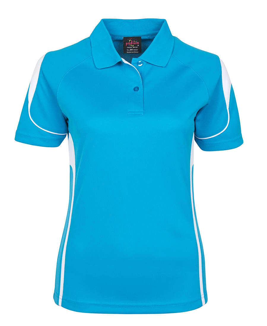 Podium Ladies Bell Polo - 7BEL1 Image Aqua/White