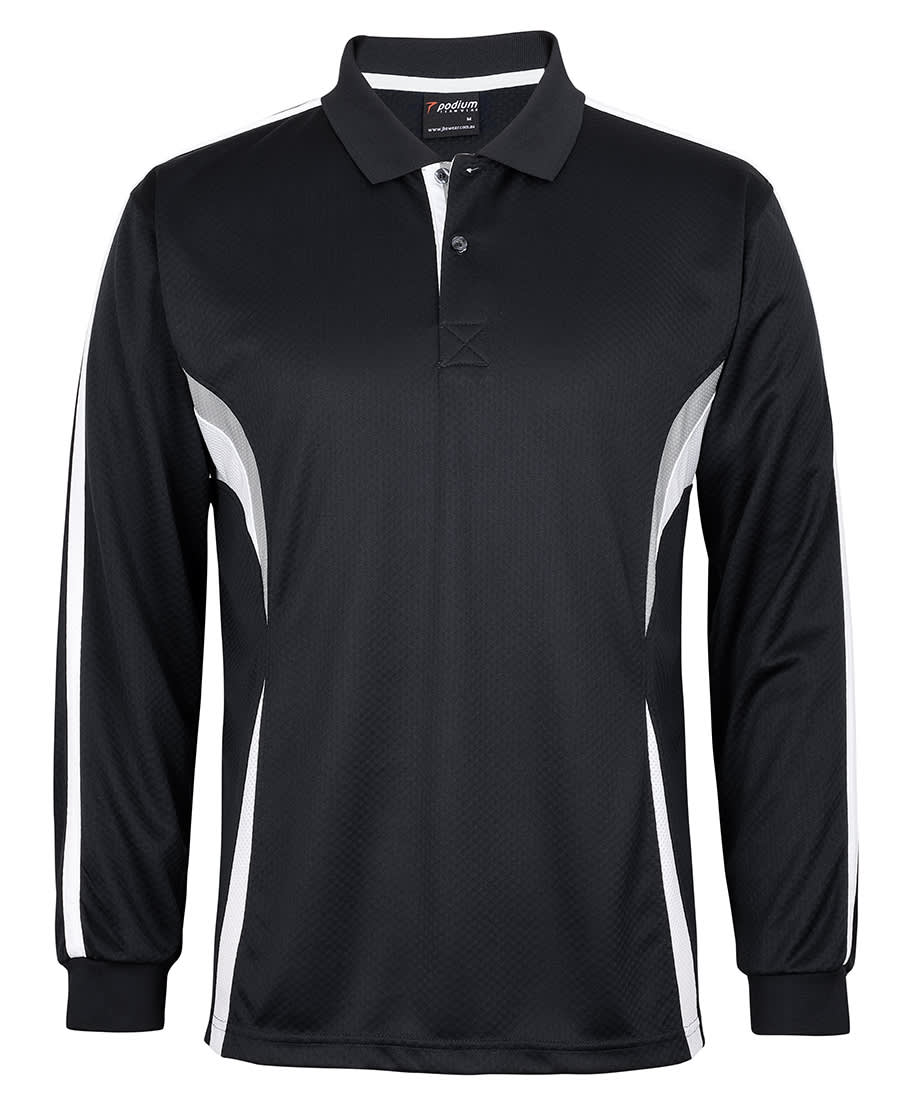 Podium L/S Cool Polo - 7CLP Image Black/White/Grey