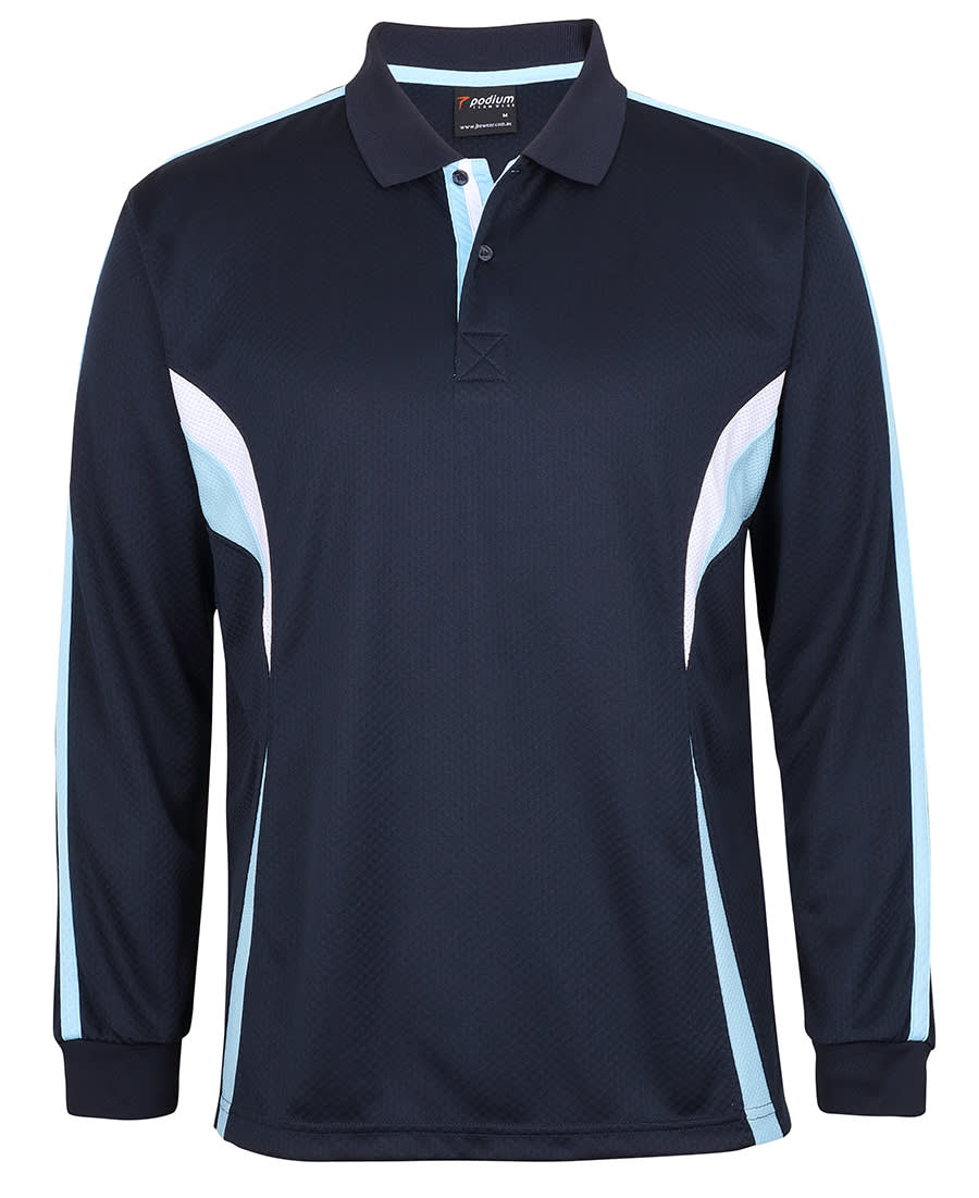 Podium L/S Cool Polo - 7CLP Image Navy/Light Blue/White