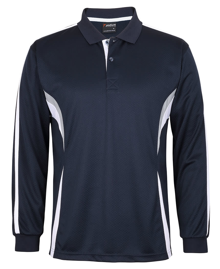 Podium L/S Cool Polo - 7CLP Image Navy/White/Grey