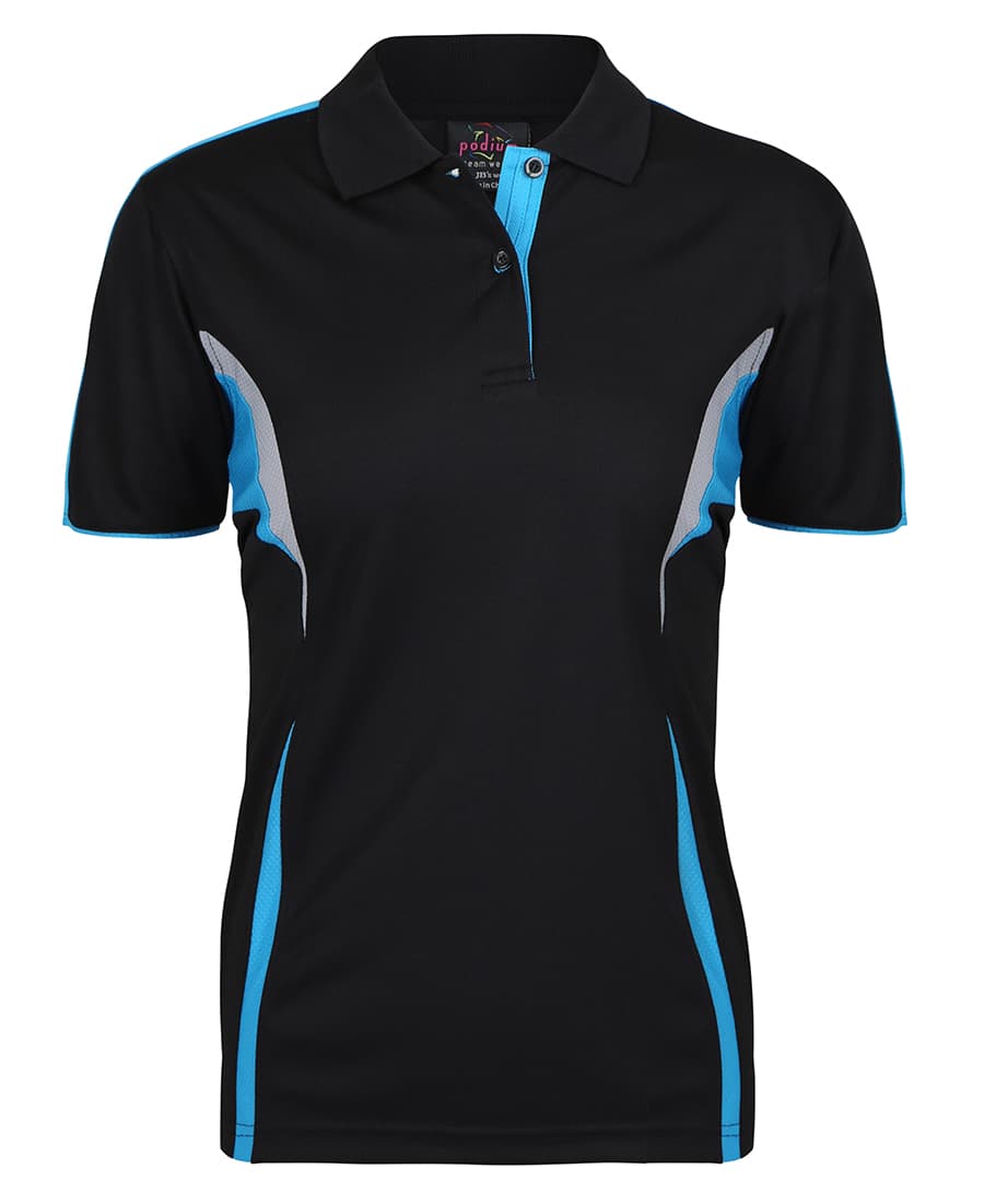 Podium Ladies Cool Polo - 7COP1 Image Black/Aqua/Grey