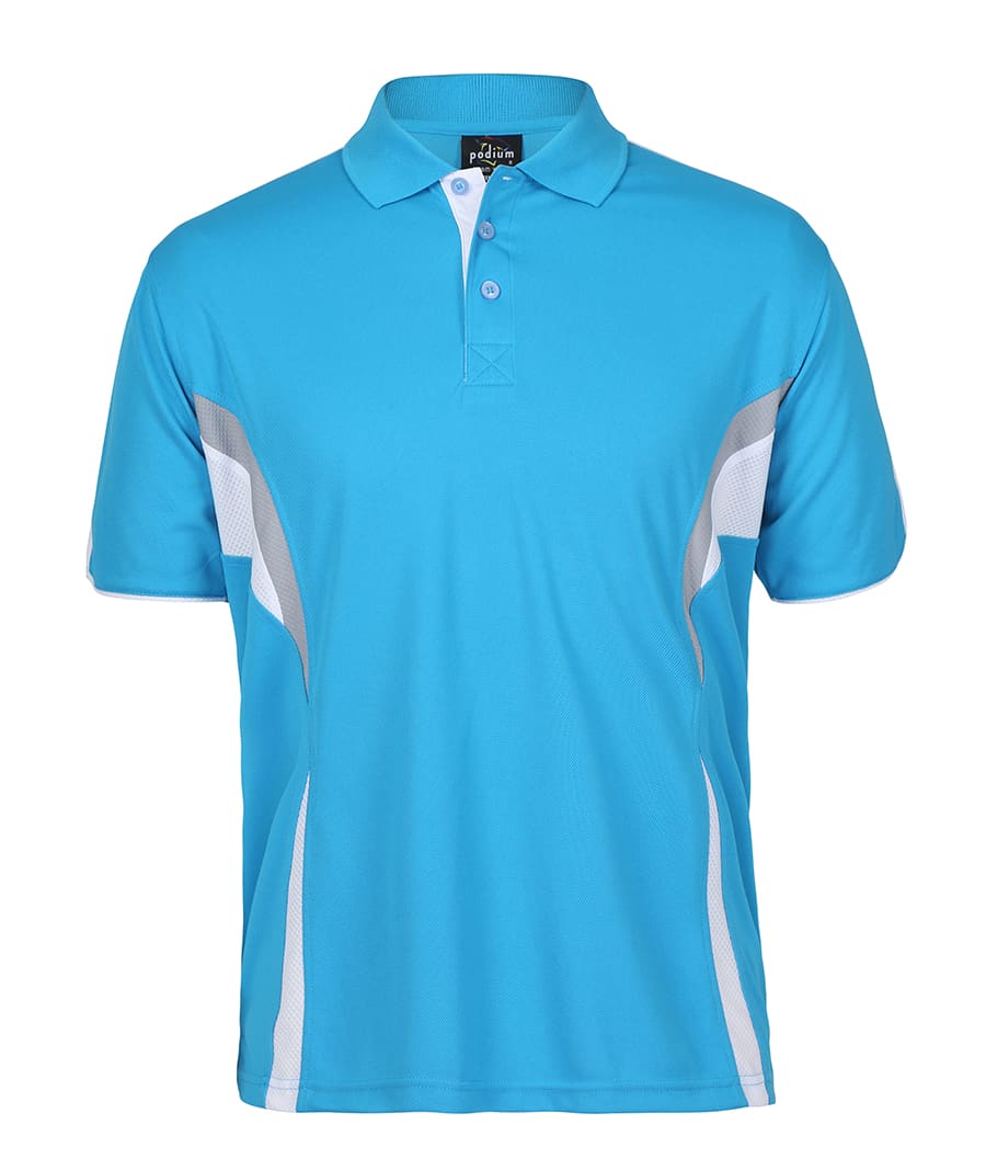 Podium Cool Polo - 7COP Image Aqua/White/Grey