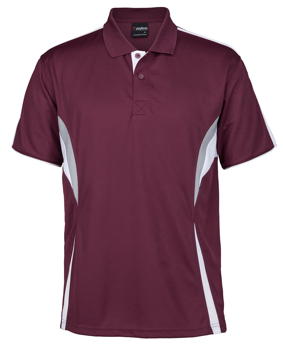 Podium Cool Polo - 7COP Image Maroon/White/Grey