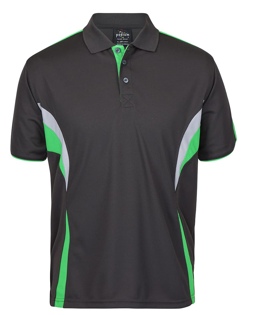 Podium Cool Polo - 7COP Image Gunmetal/Pea Green/Grey