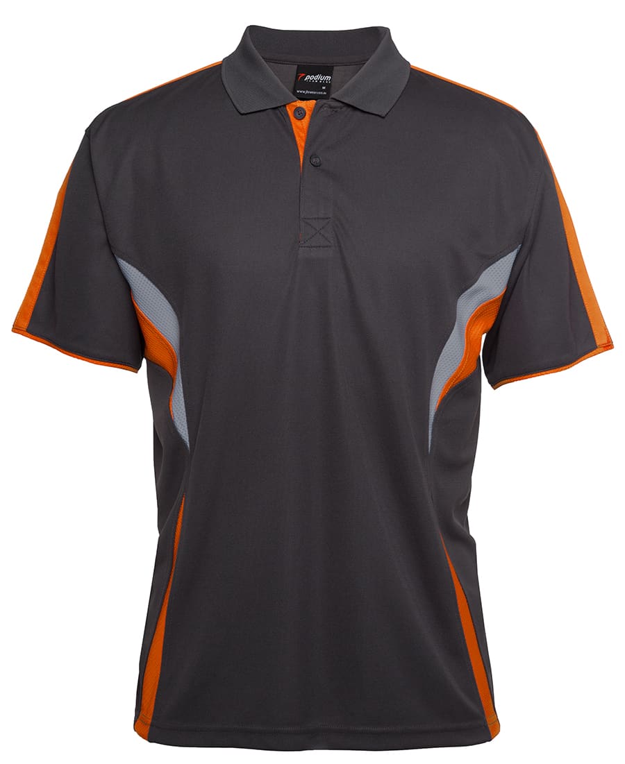 Podium Cool Polo - 7COP Image Gunmetal/Orange/Grey