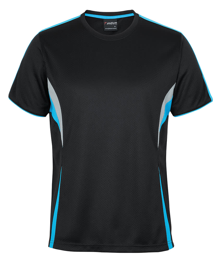 Podium Cool Tee - 7CTS Image Black/Aqua/Grey