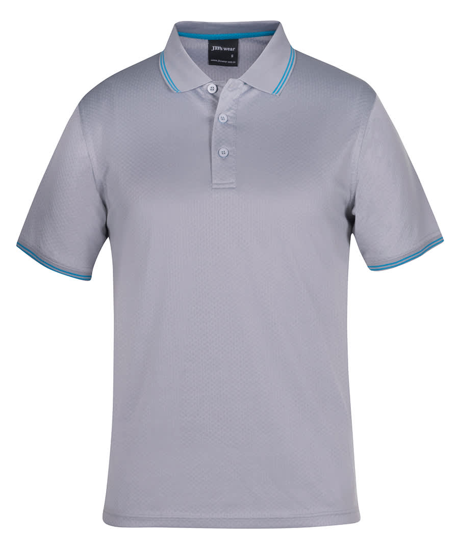 Podium Jacquard Contrast Polo - 7JCP Image Light Grey/Aqua