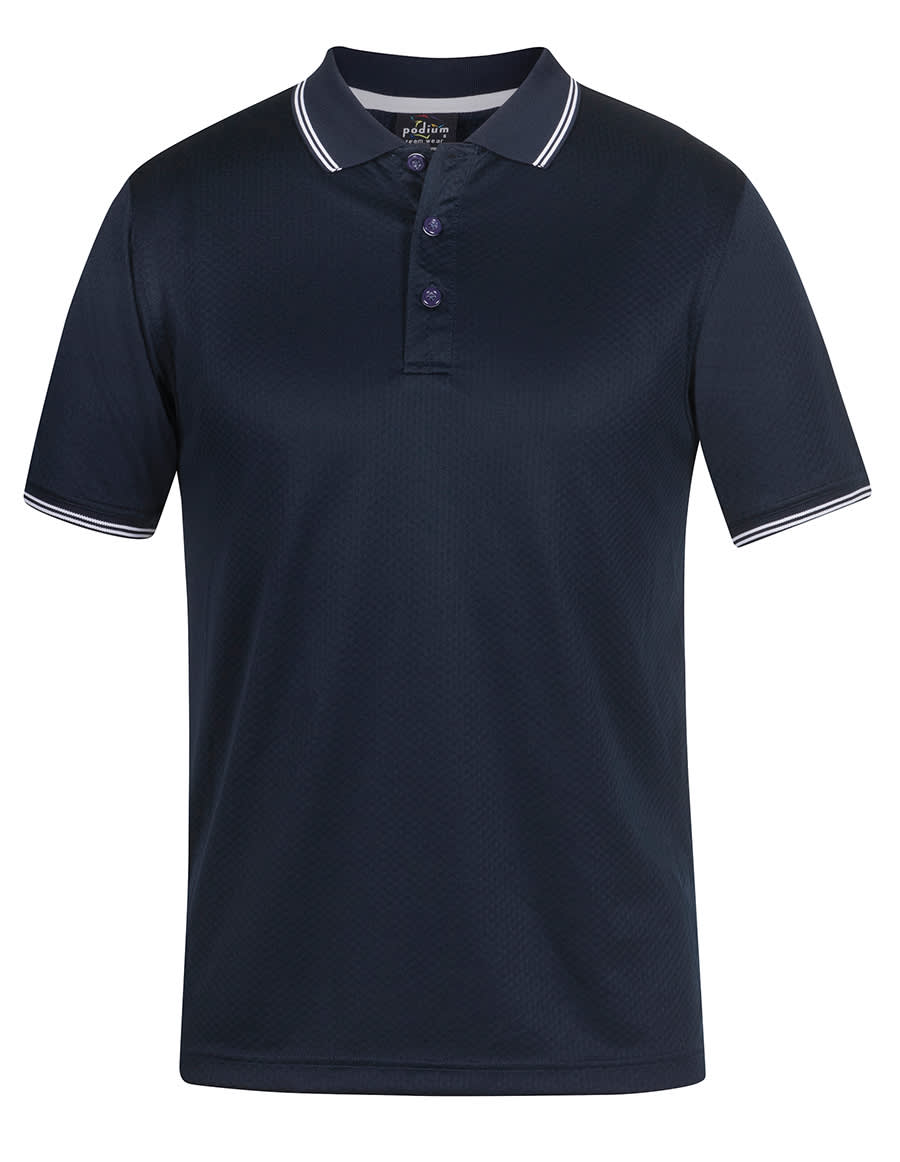 Podium Jacquard Contrast Polo - 7JCP Image Navy/White