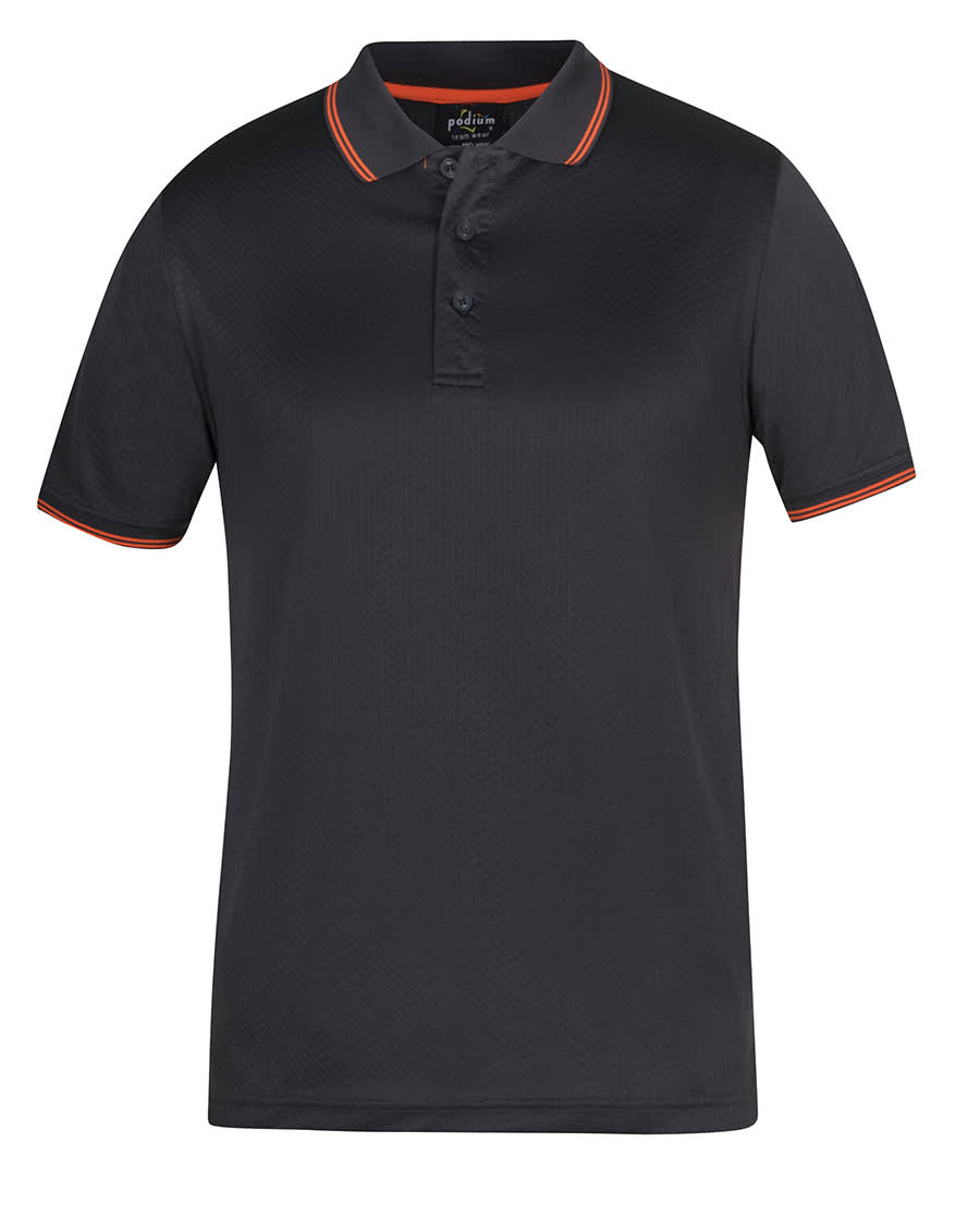 Podium Jacquard Contrast Polo - 7JCP Image Charcoal/Orange
