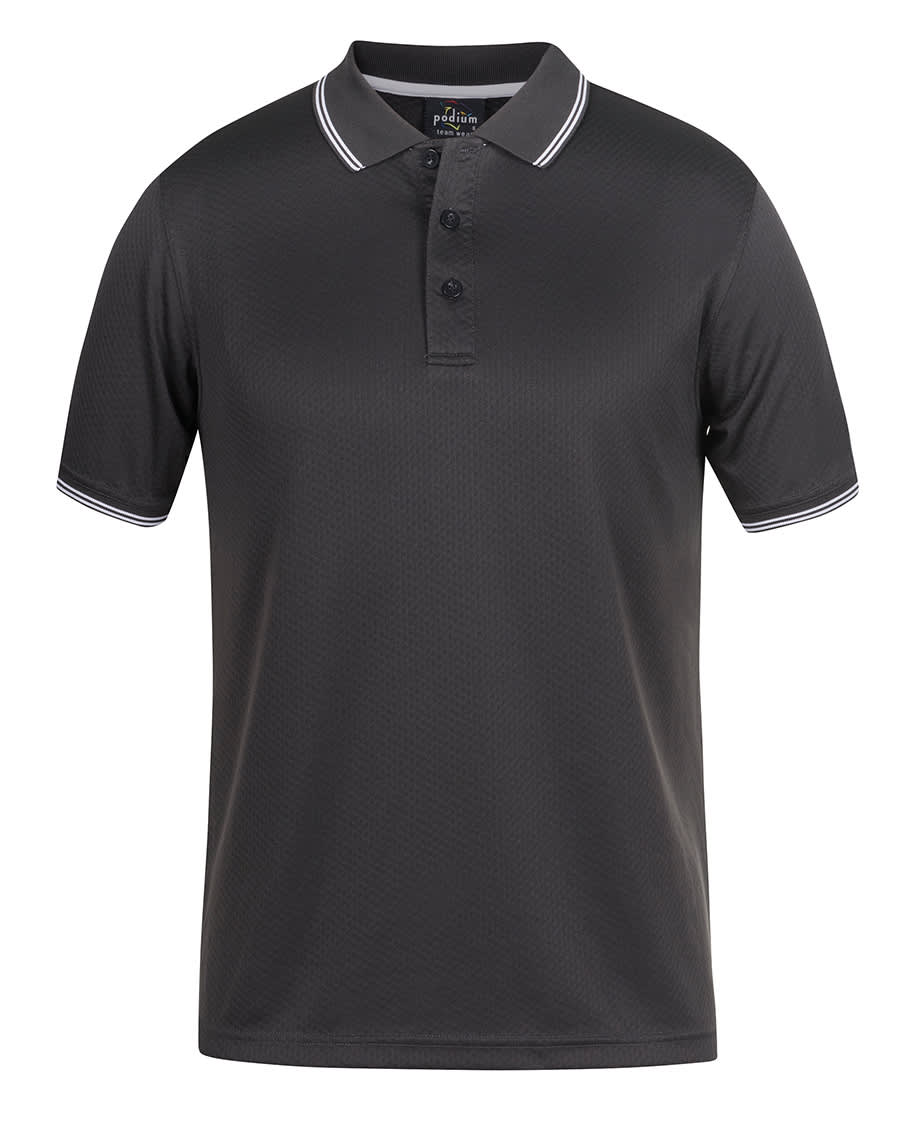 Podium Jacquard Contrast Polo - 7JCP Image Gunmetal/White