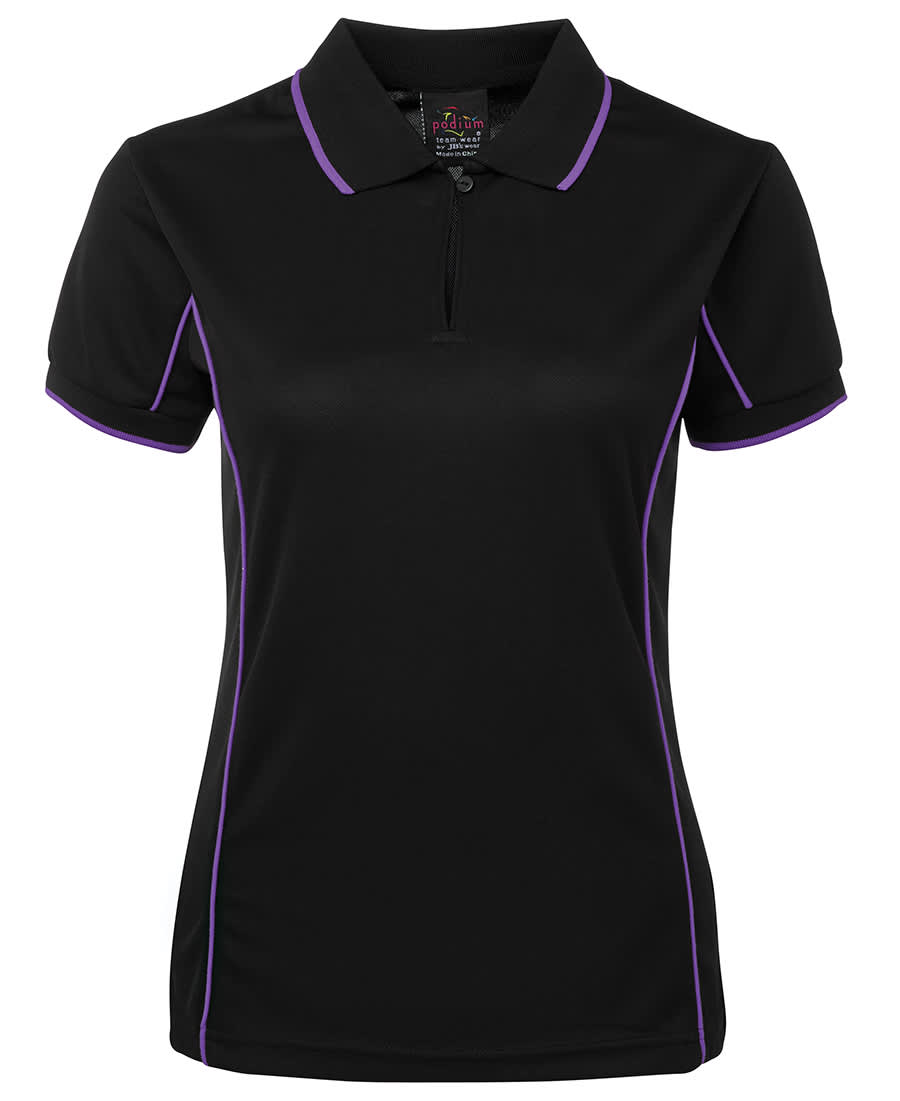 Podium Ladies Piping Polo - 7LPI Image Black/Purple
