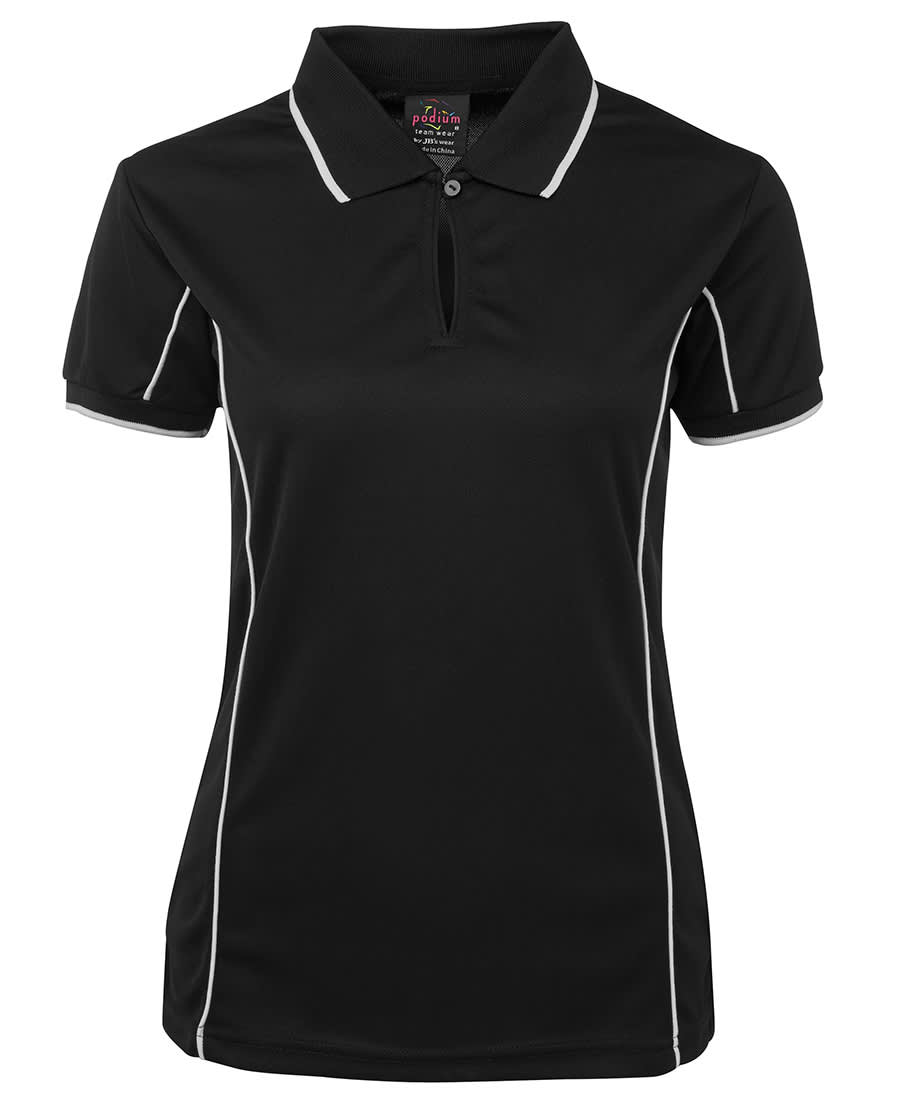 Podium Ladies Piping Polo - 7LPI Image Black/White