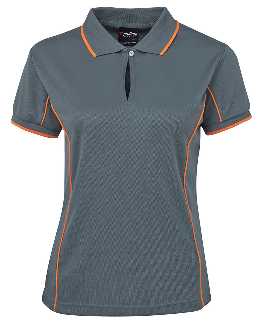 Podium Ladies Piping Polo - 7LPI Image Grey/Orange