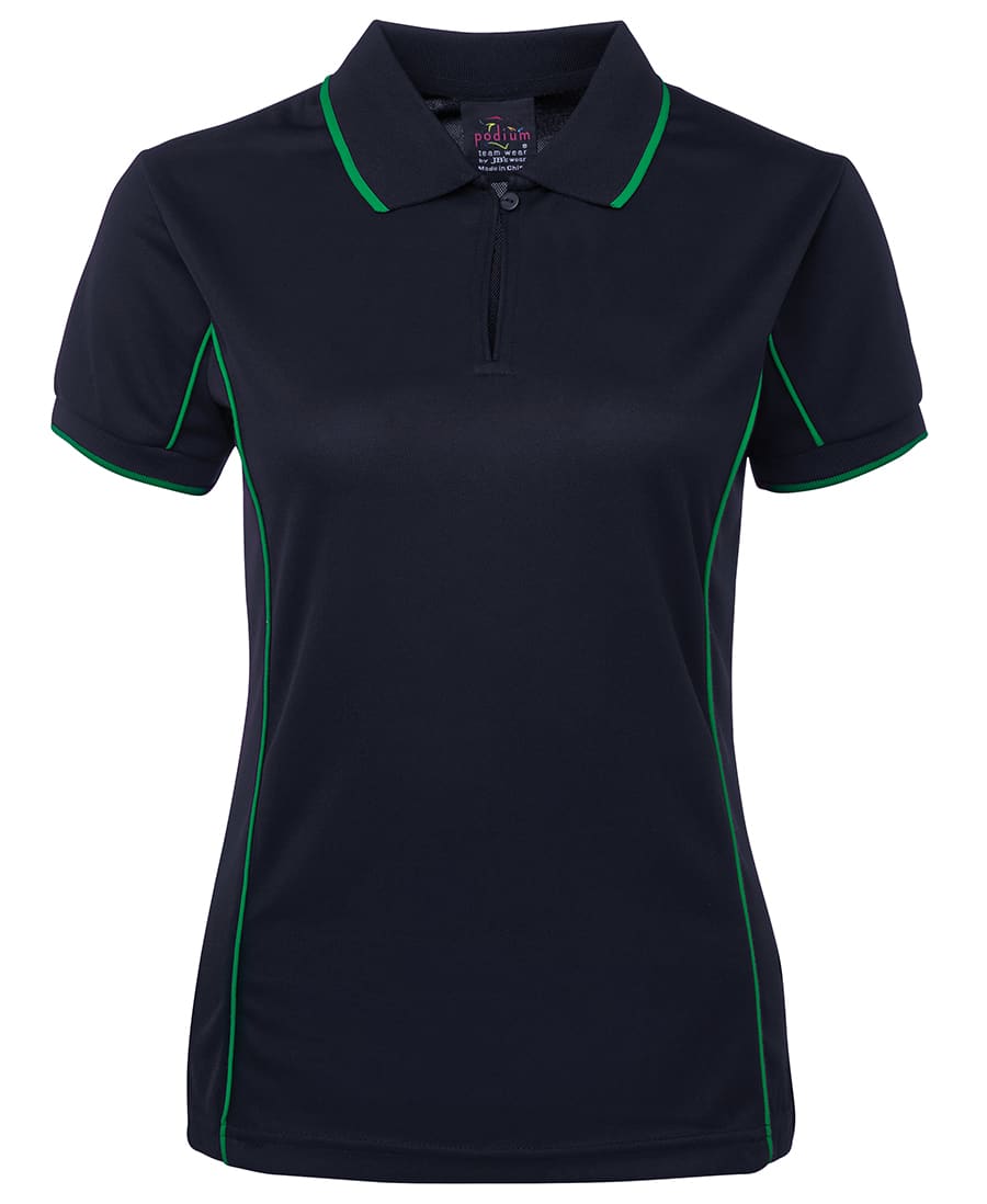 Podium Ladies Piping Polo - 7LPI Image Navy/Green