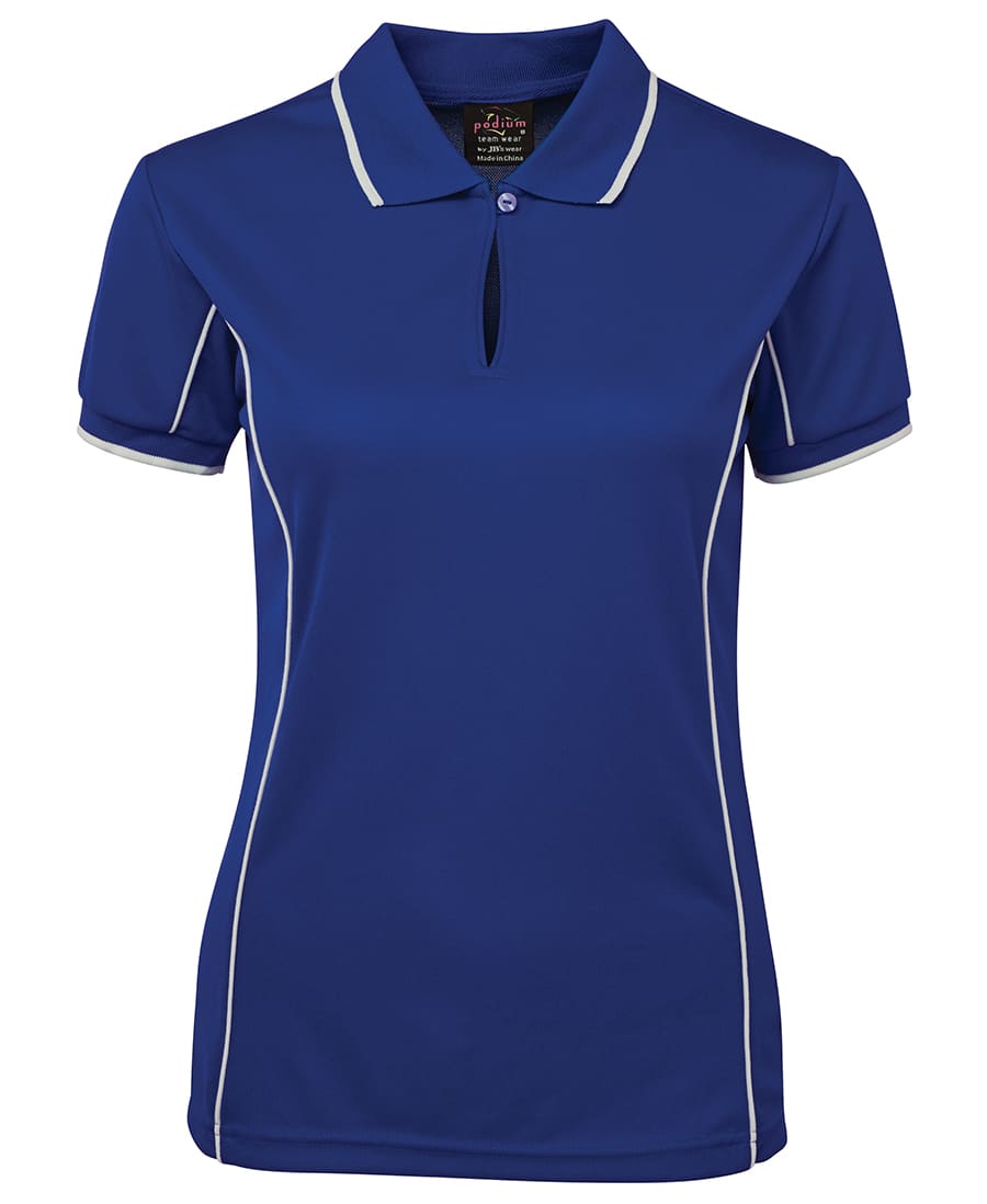 Podium Ladies Piping Polo - 7LPI Image Royal/White