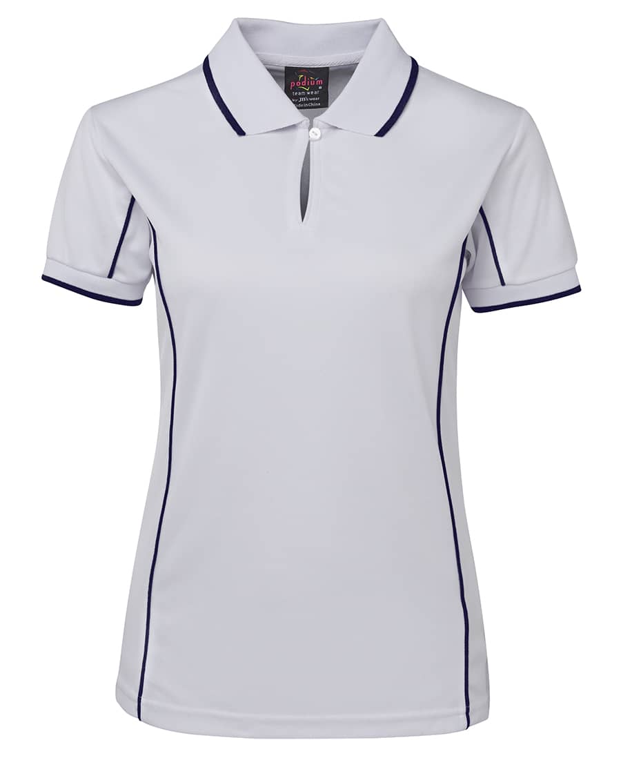 Podium Ladies Piping Polo - 7LPI Image White/Navy