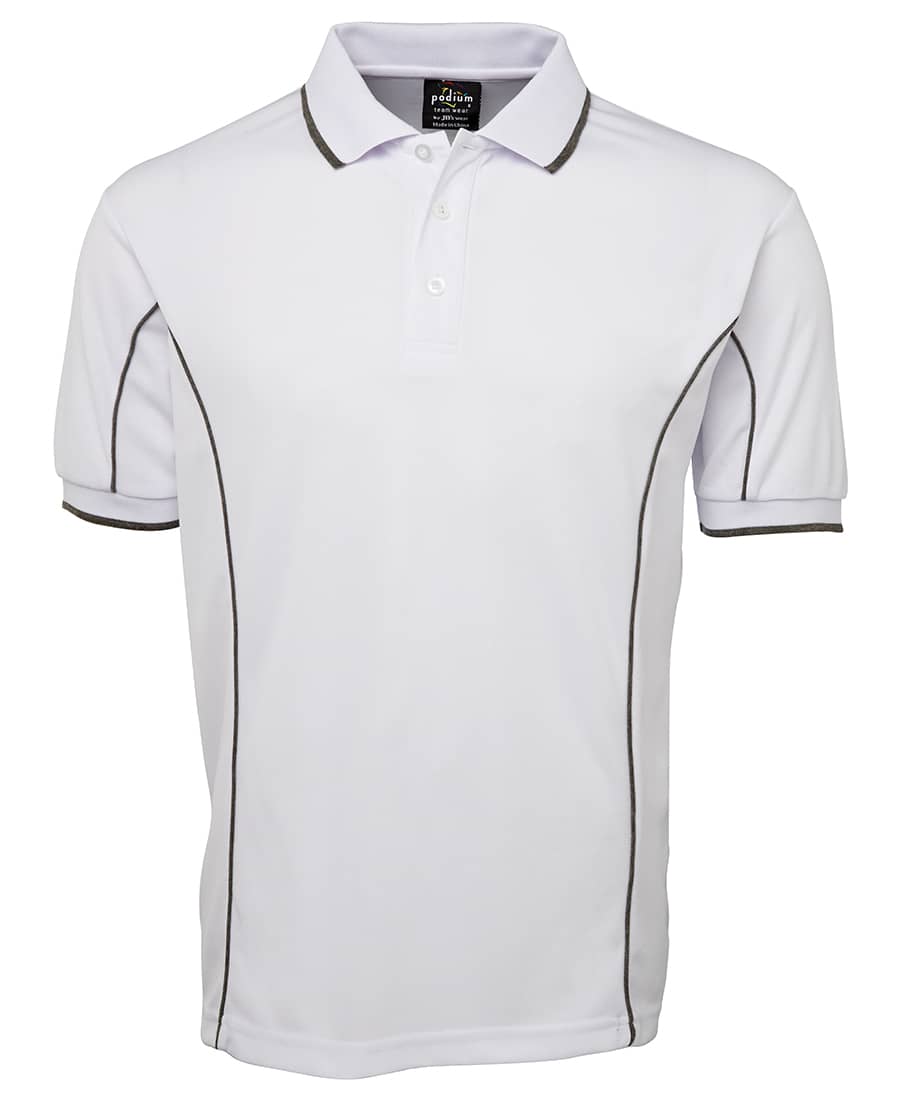 Podium S/S Piping Polo - 7PIP Image White/Grey