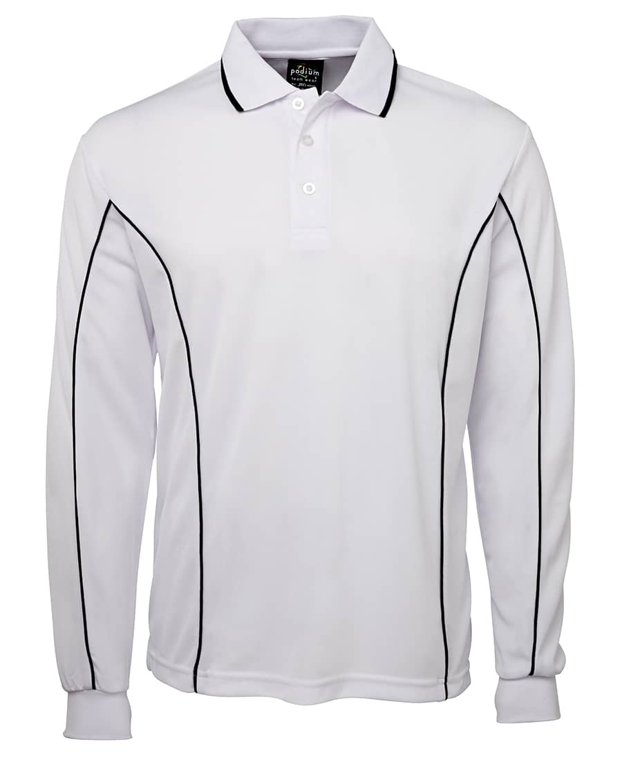 Podium L/S Piping Polo - 7PIPL Image White/Navy