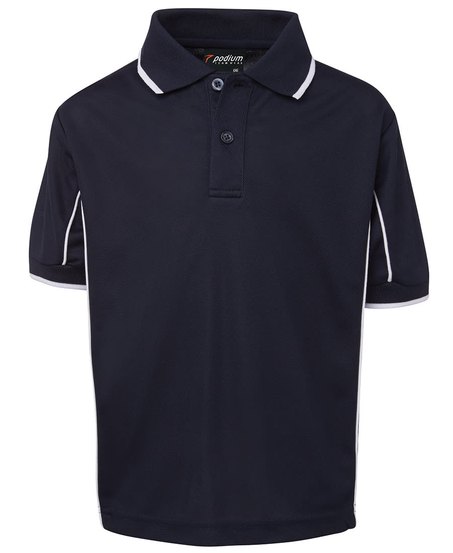 Podium Kids S/S Piping Polo - 7PIPS Image Navy/White