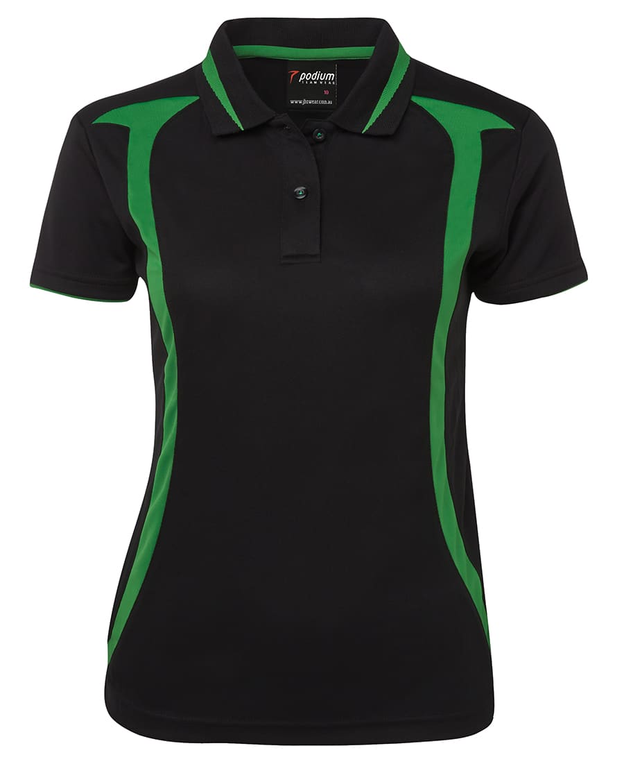 Podium Ladies Swirl Polo - 7SWP1 Image Black/Pea Green