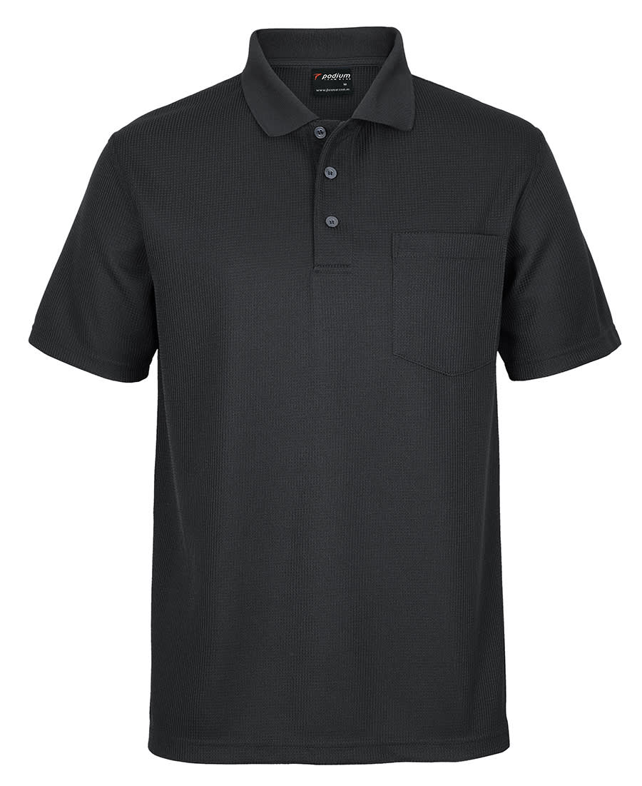 Podium Waffle Pocket Polo - 7WPP Image Black