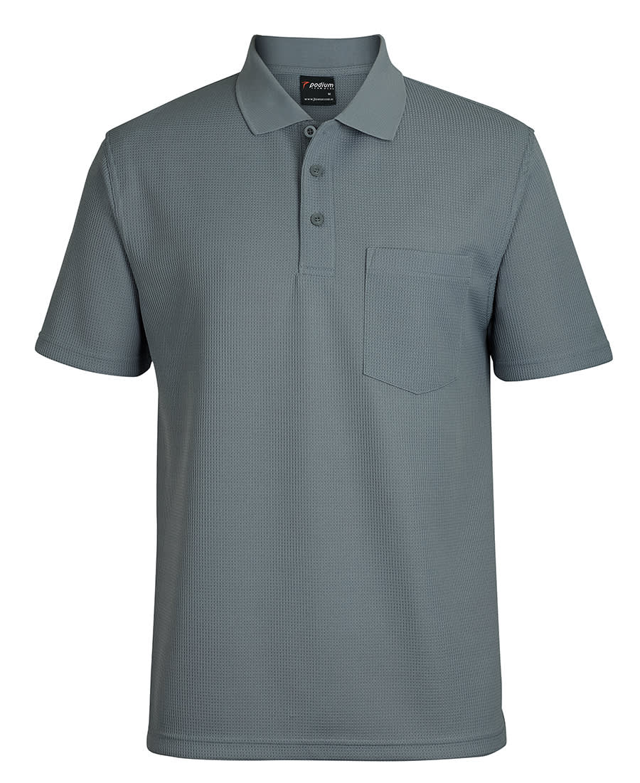 Podium Waffle Pocket Polo - 7WPP Image Grey