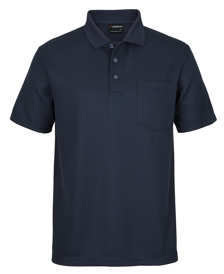 Podium Waffle Pocket Polo - 7WPP Image Navy
