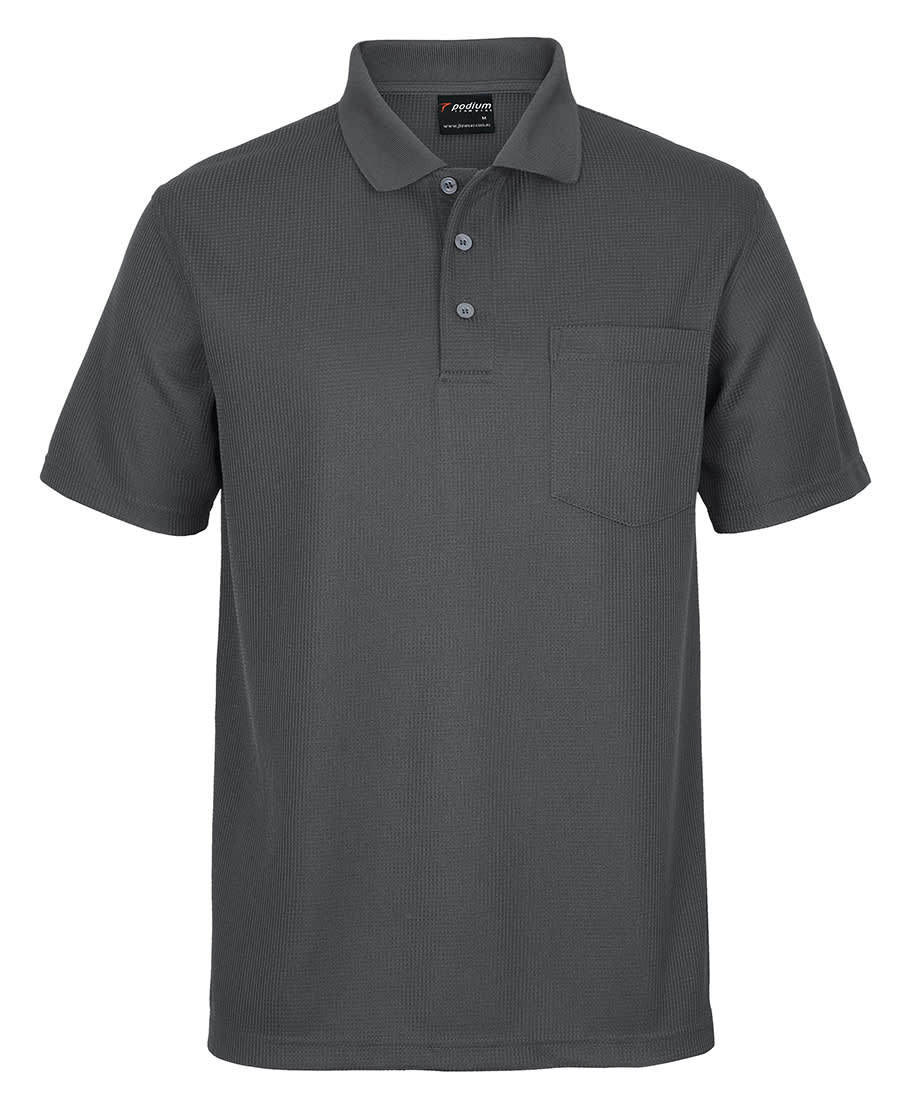 Podium Waffle Pocket Polo - 7WPP Image Charcoal