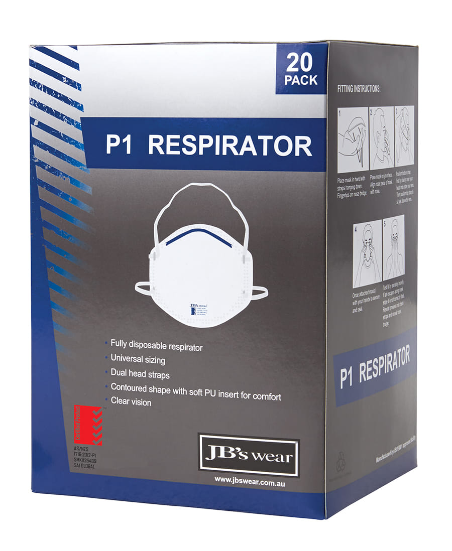 Alternative view of JB's P1 Respirator (20 Pc)