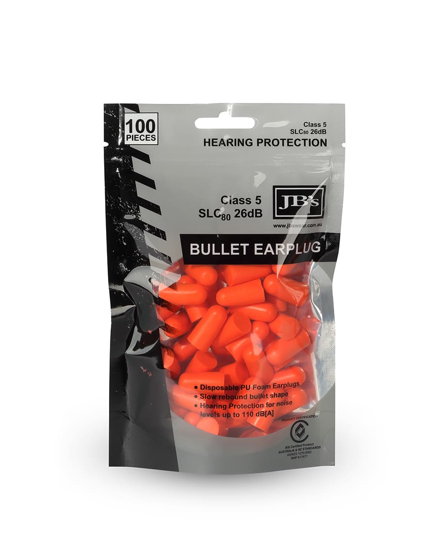 JB's Bullet Shaped Earplug (100 Pieces) - 8P040 Image Orange