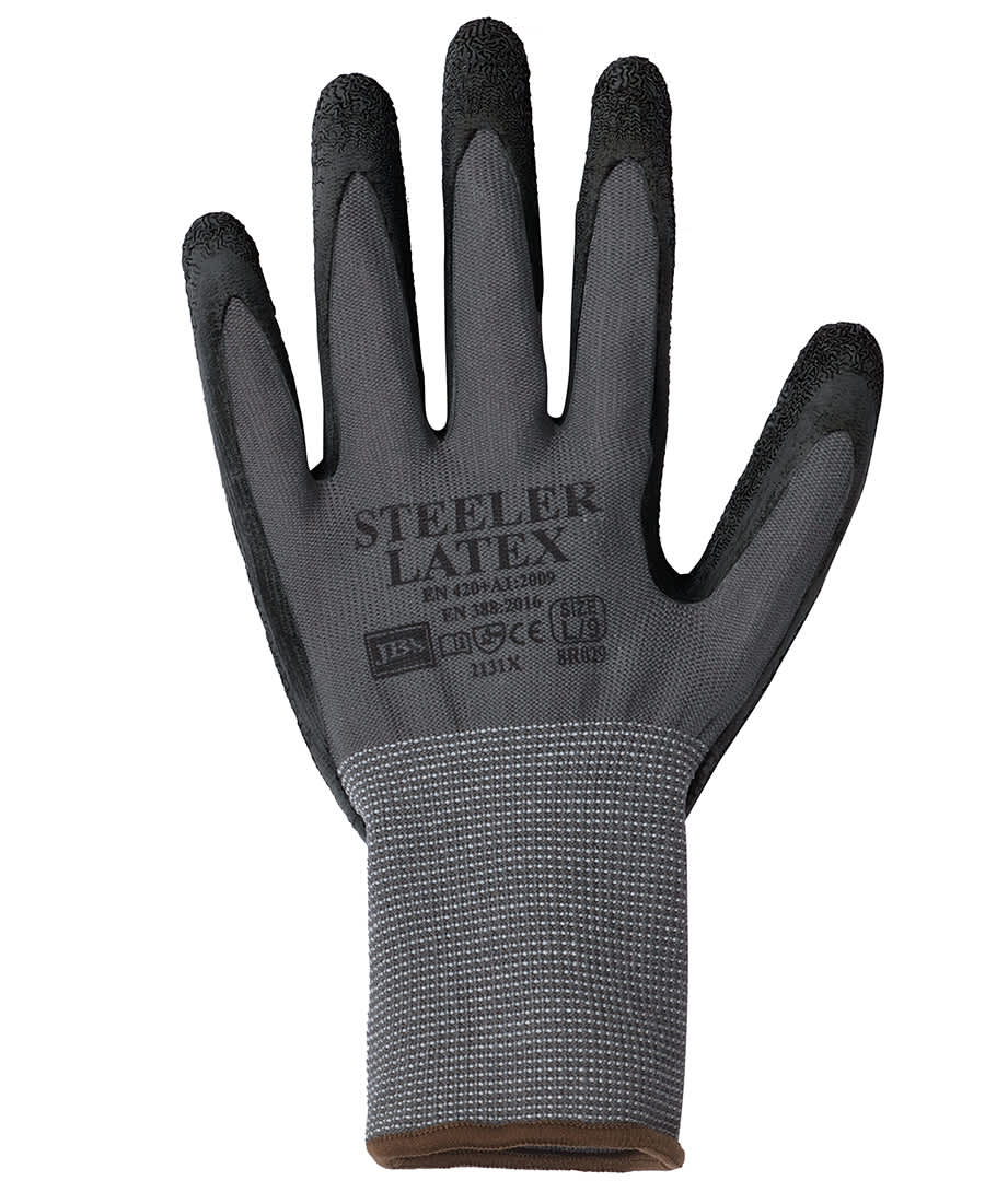 JB's Steeler Latex Crinkle Glove (12 pack) - 8R029 Image Grey/Black