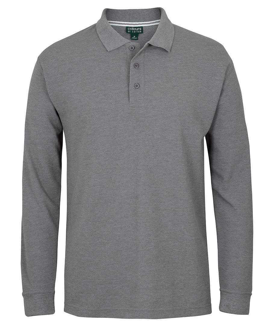 C of C L/S Pique Polo - S2ML Image Grey Marle