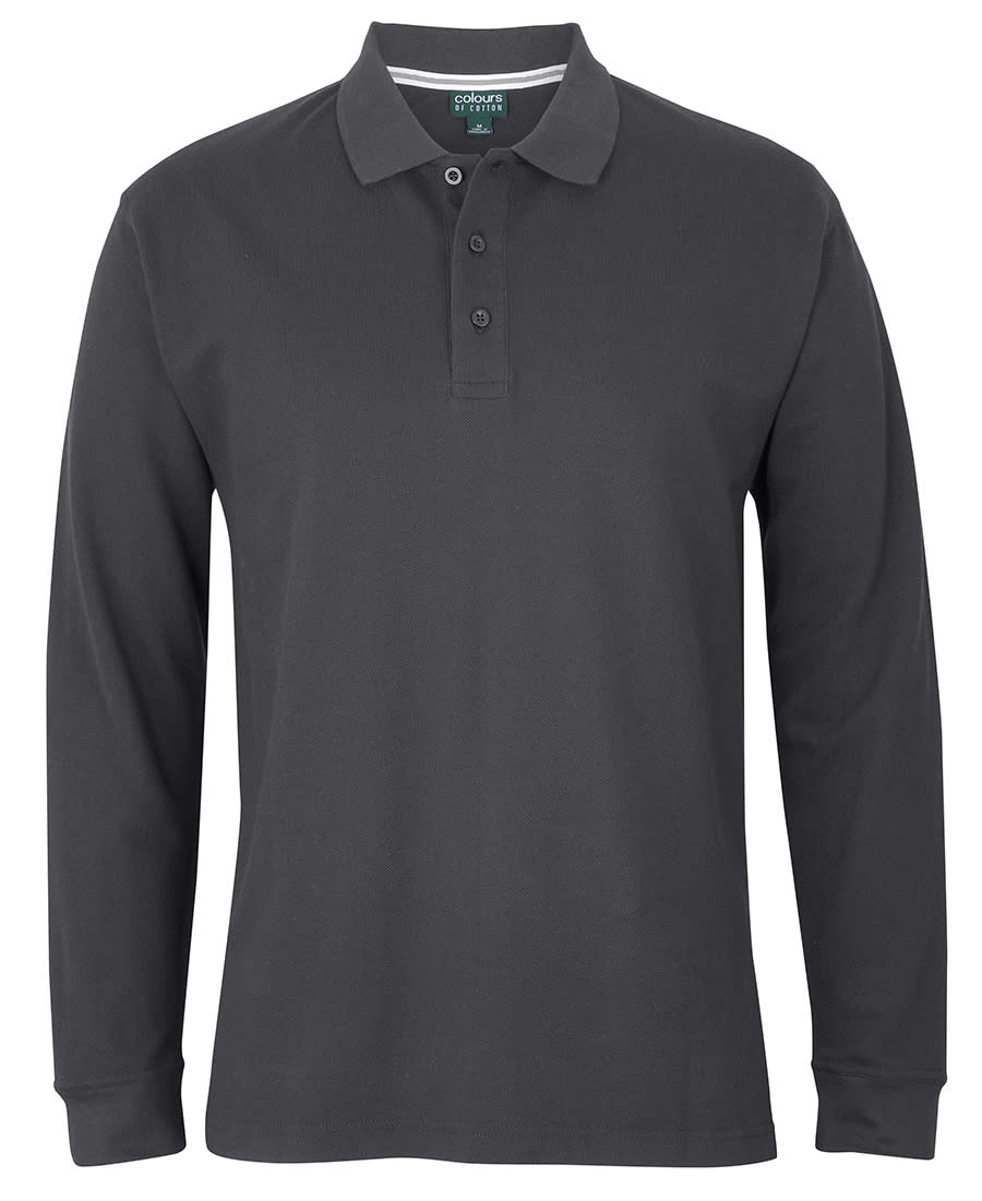 C of C L/S Pique Polo - S2ML Image Gunmetal