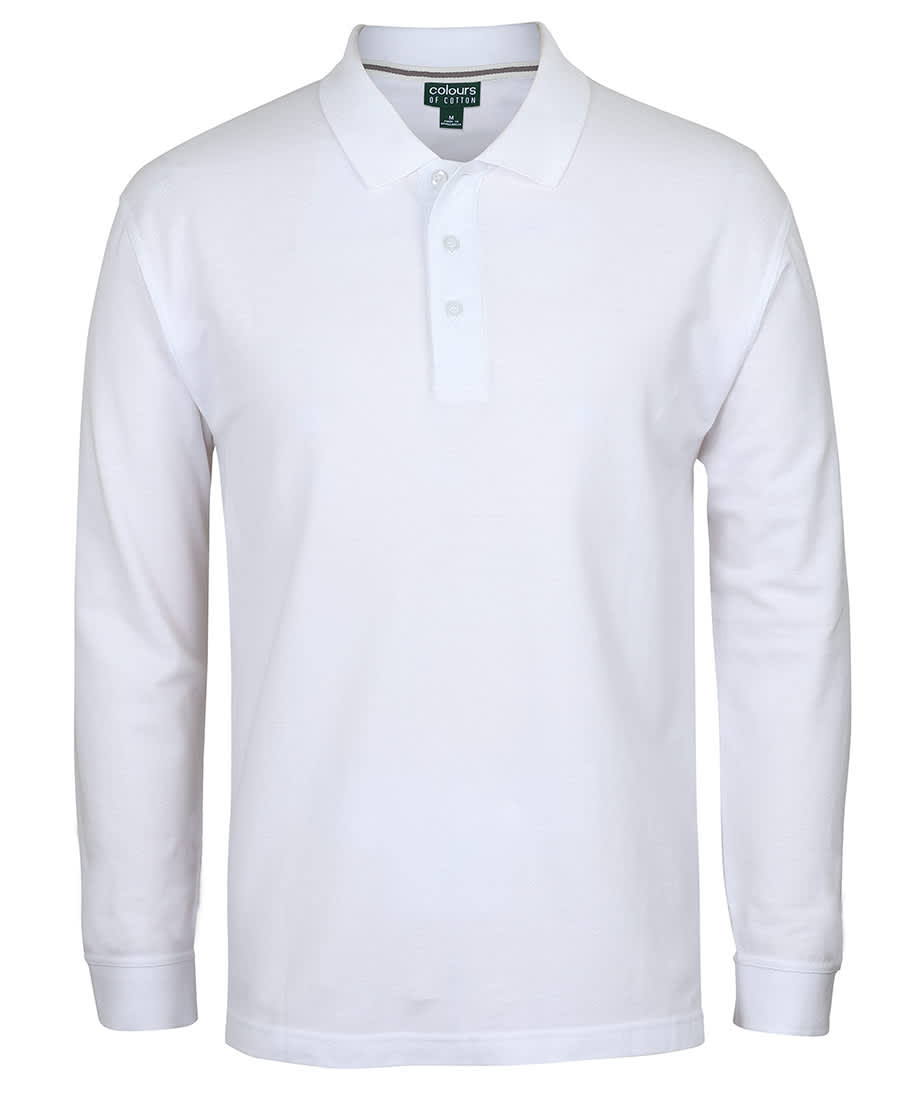 C of C L/S Pique Polo - S2ML Image White