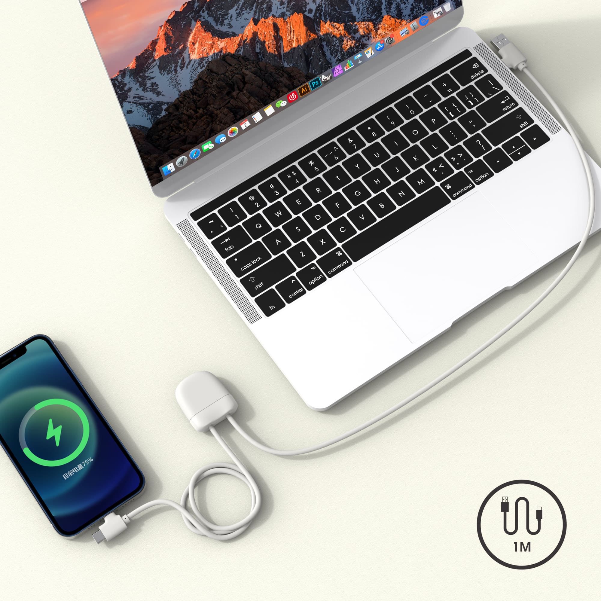 Alternative view of ICE-C Charging Cable - recycled plastic