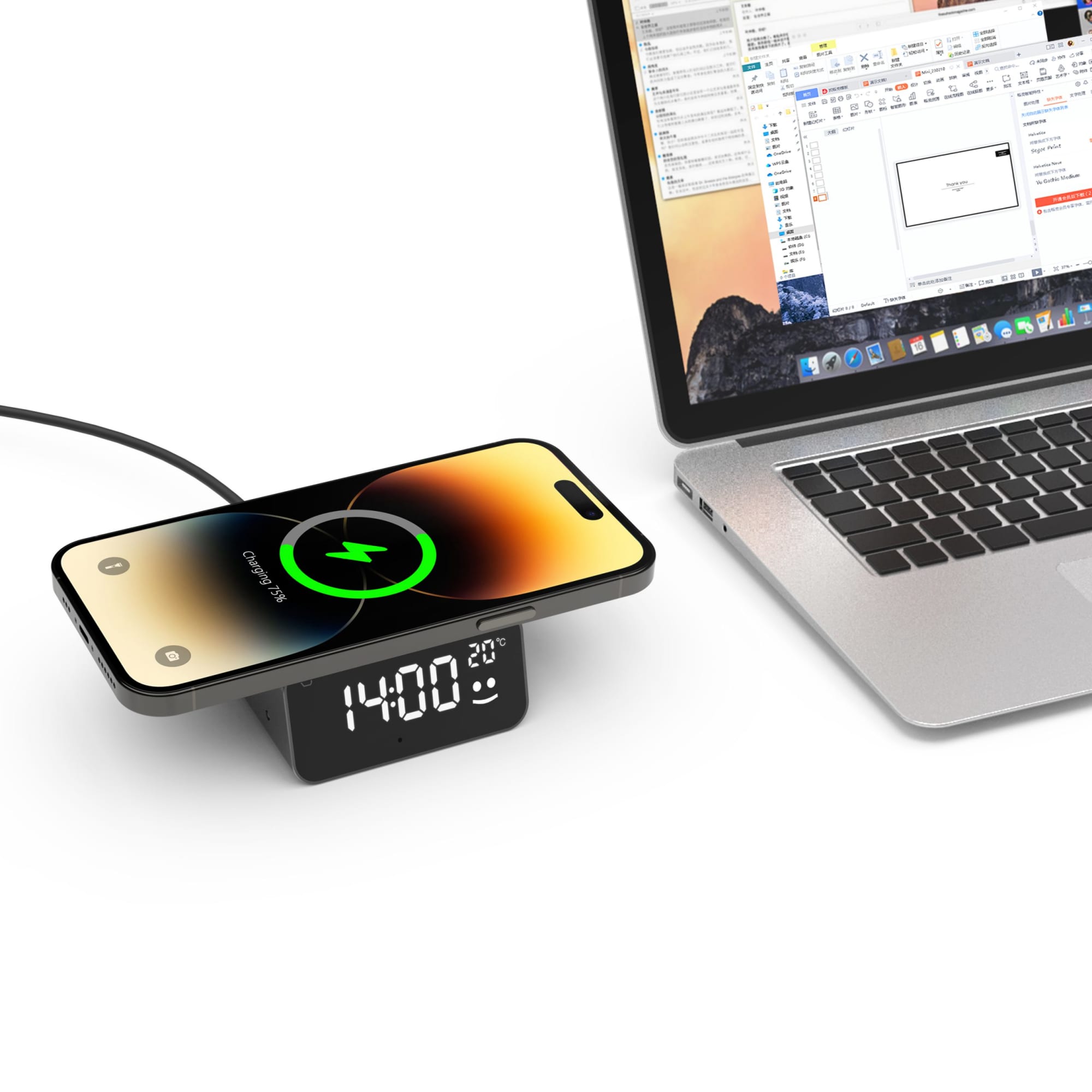 Alternative view of Reddi Alarm Clock & Wireless Charger 15Watt 'recycled aluminum'