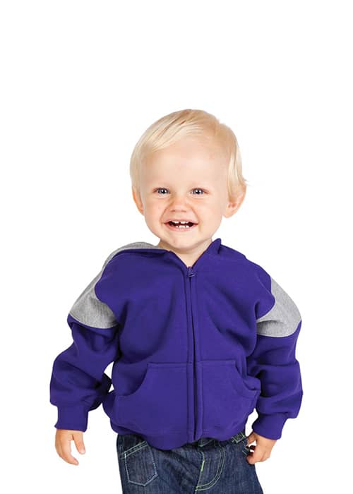 Kids Shoulder  Contrast Panel Hoodies with Zipper