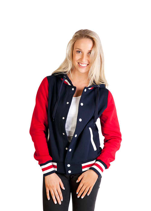 Ladies Varsity Jacket & Hood FB97UN from Hard Rock Enterprises ...