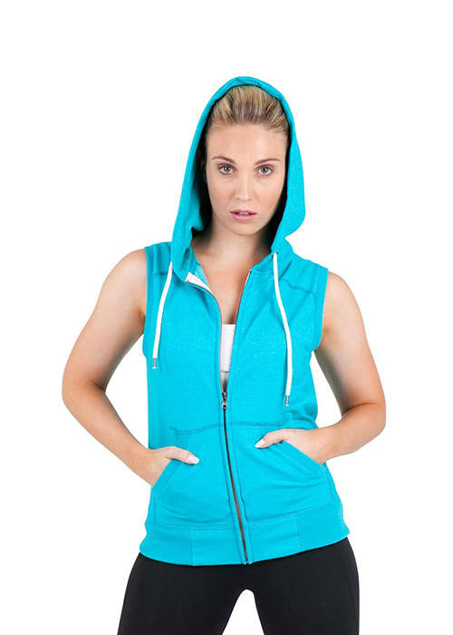 Womens/Junior Heather SLEEVELESS ZIP Hoodies - Greatness Range