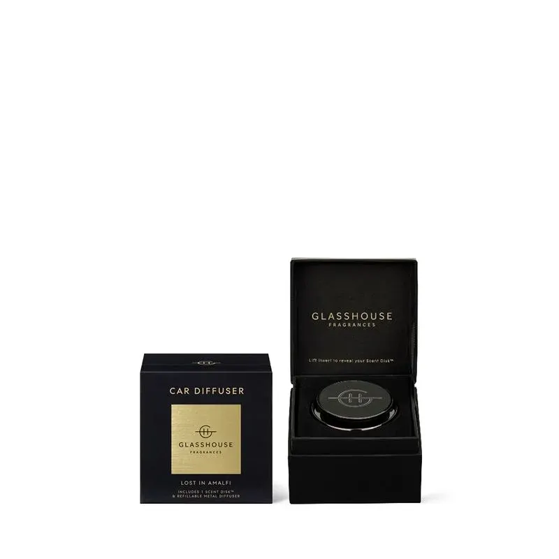 Glasshouse Black Car Diffuser Lost In Aamalfi + Disk refills in A Tahaa Affair promotional product